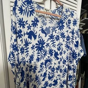 Show Me Your MuMu Blue & White Bird Pattern Tunic